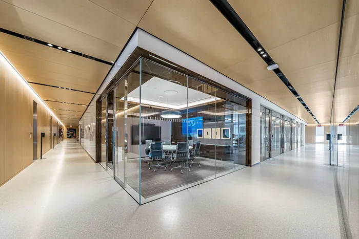 Legno microperforated ceiling in an office corridor